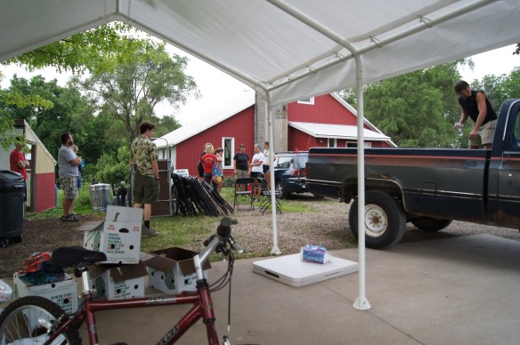 Nick "Nerk" Gerken and much of the Iowa City solutionary crew at Friendly Farm in Iowa City, Iowa on one of our first volunteer Fridays of 2012.